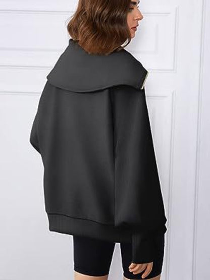 Half-Zip Lantern Sleeve Top