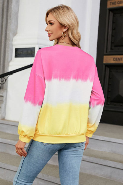 Gradient Round Neck Long Sleeve Sweatshirt