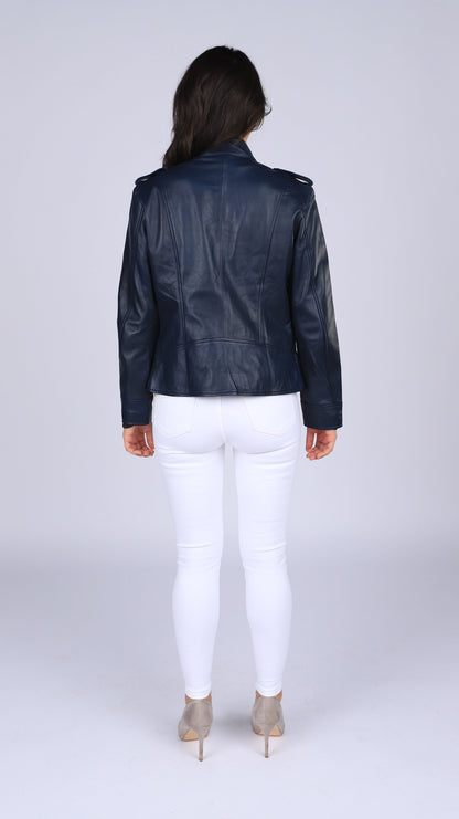 Faya Womens Leather Jacket Midnight