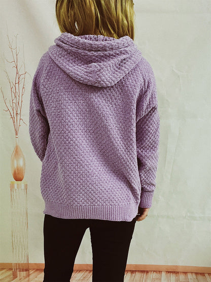 Drawstring Long Sleeve  Hooded Sweater