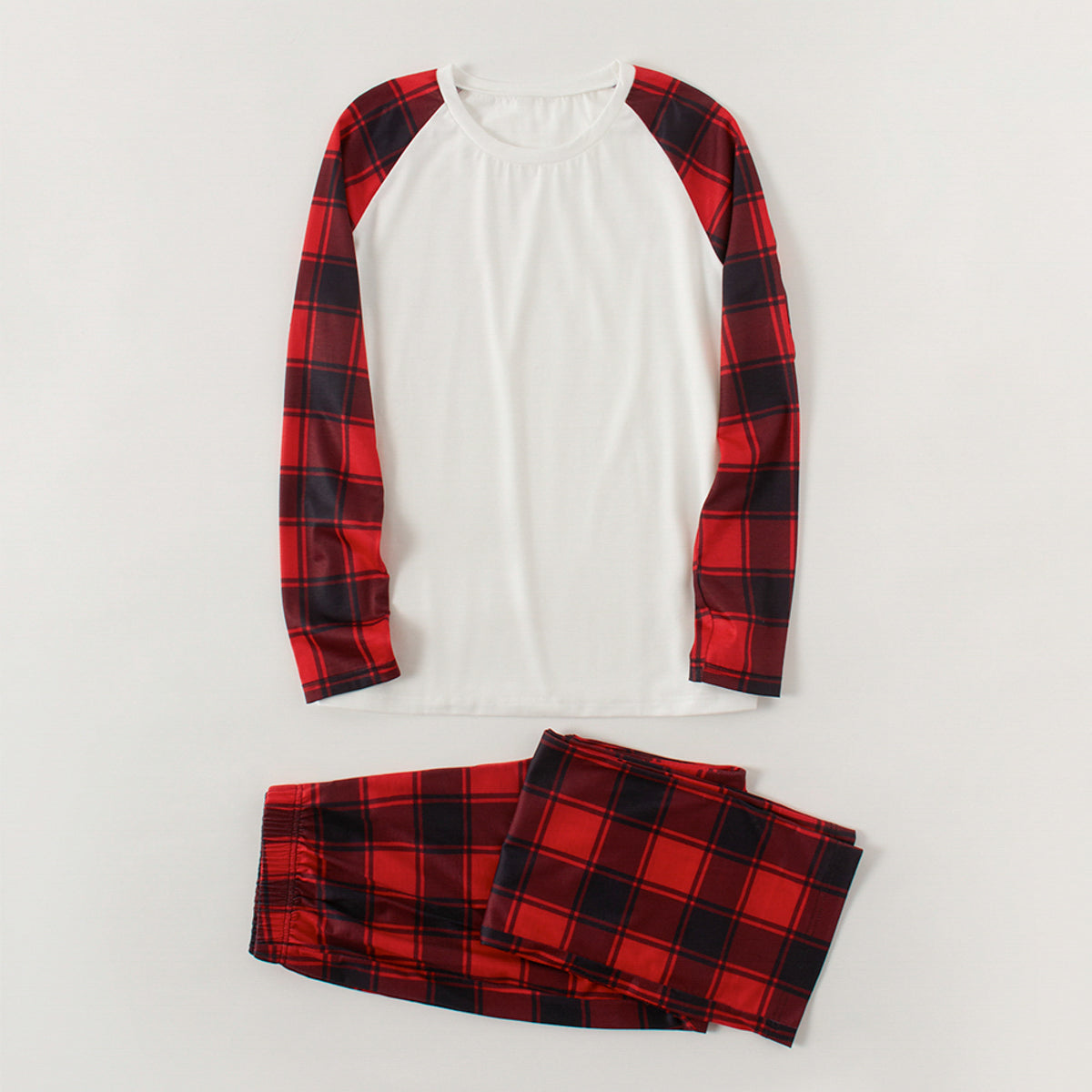 Raglan Sleeve Top and Plaid Pants Set