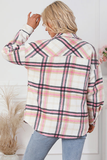 Plaid Dropped Shoulder Shirt Jacket