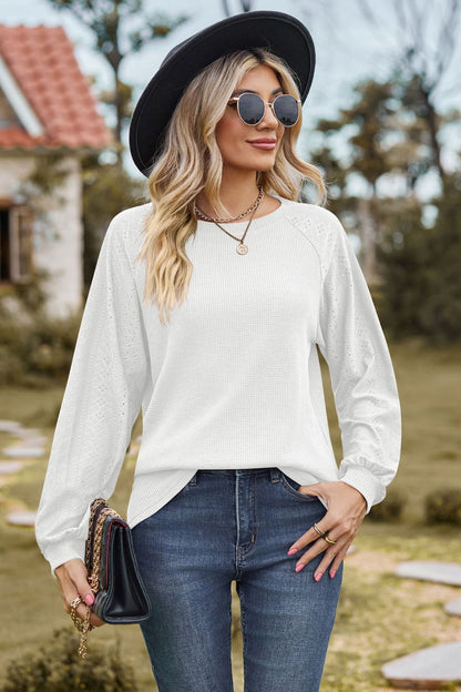 Round Neck Raglan Sleeve Sweatshirt