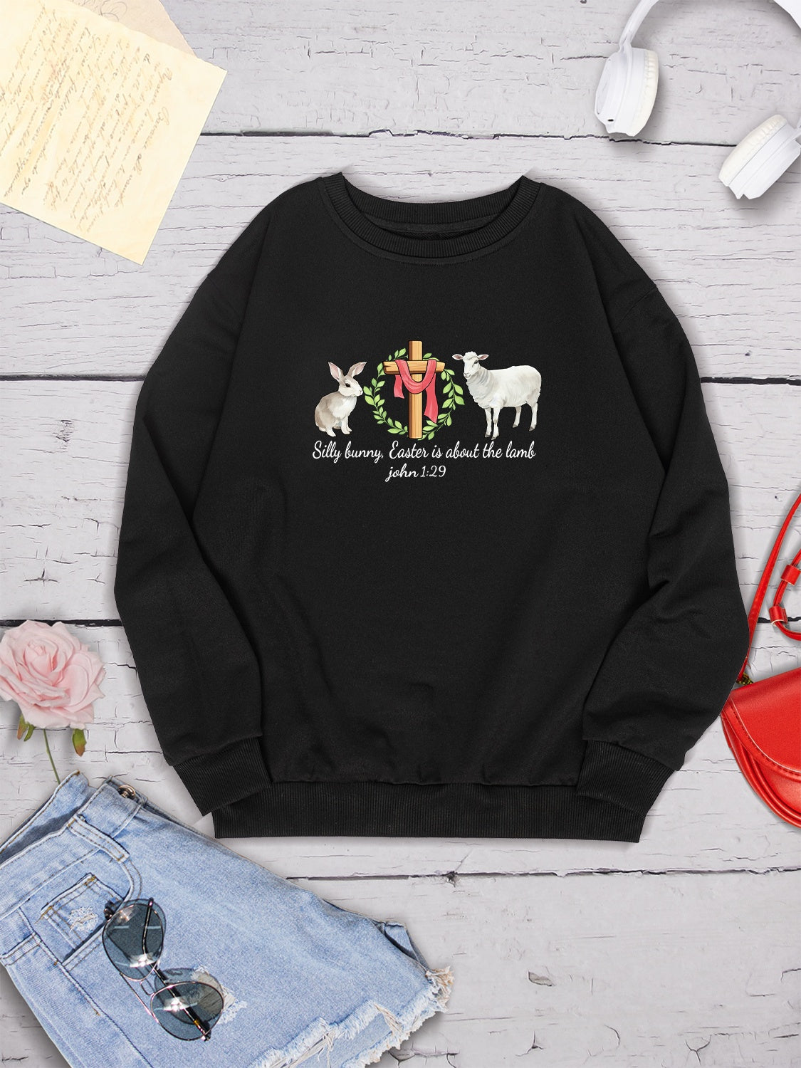 EASTER Graphic Round Neck Sweatshirt