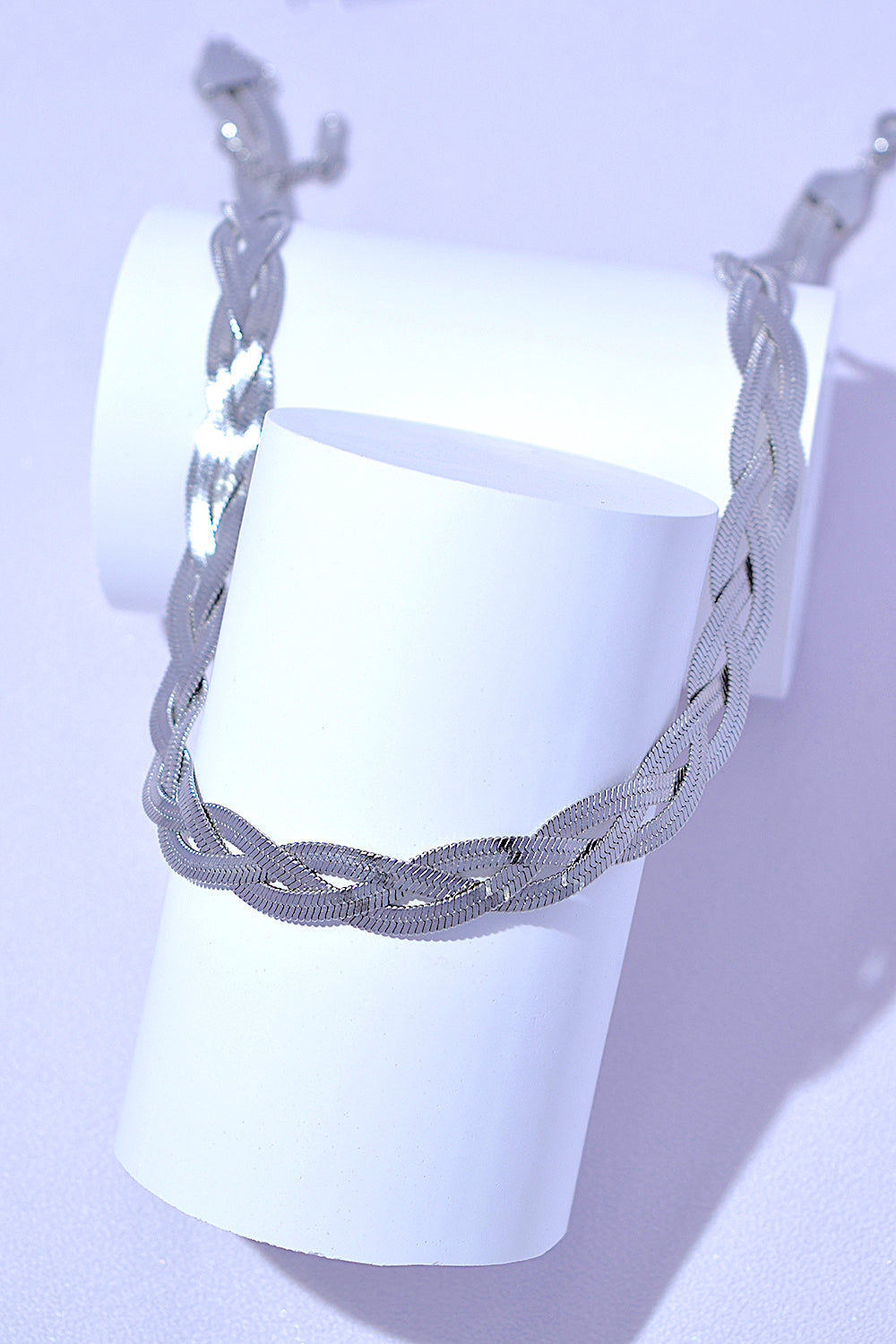 Braided Snake Chain Necklace in Silver