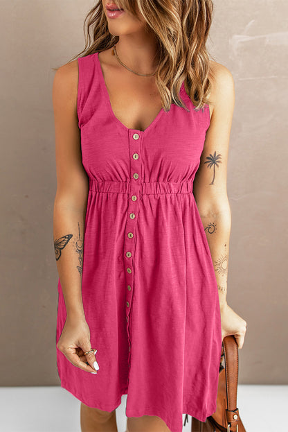 Sleeveless Button Down Mini Dress