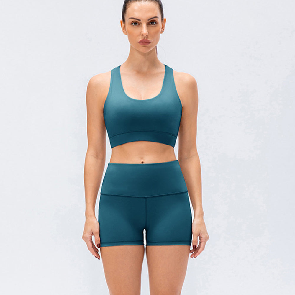 Exposed Seam High Waist Yoga Shorts