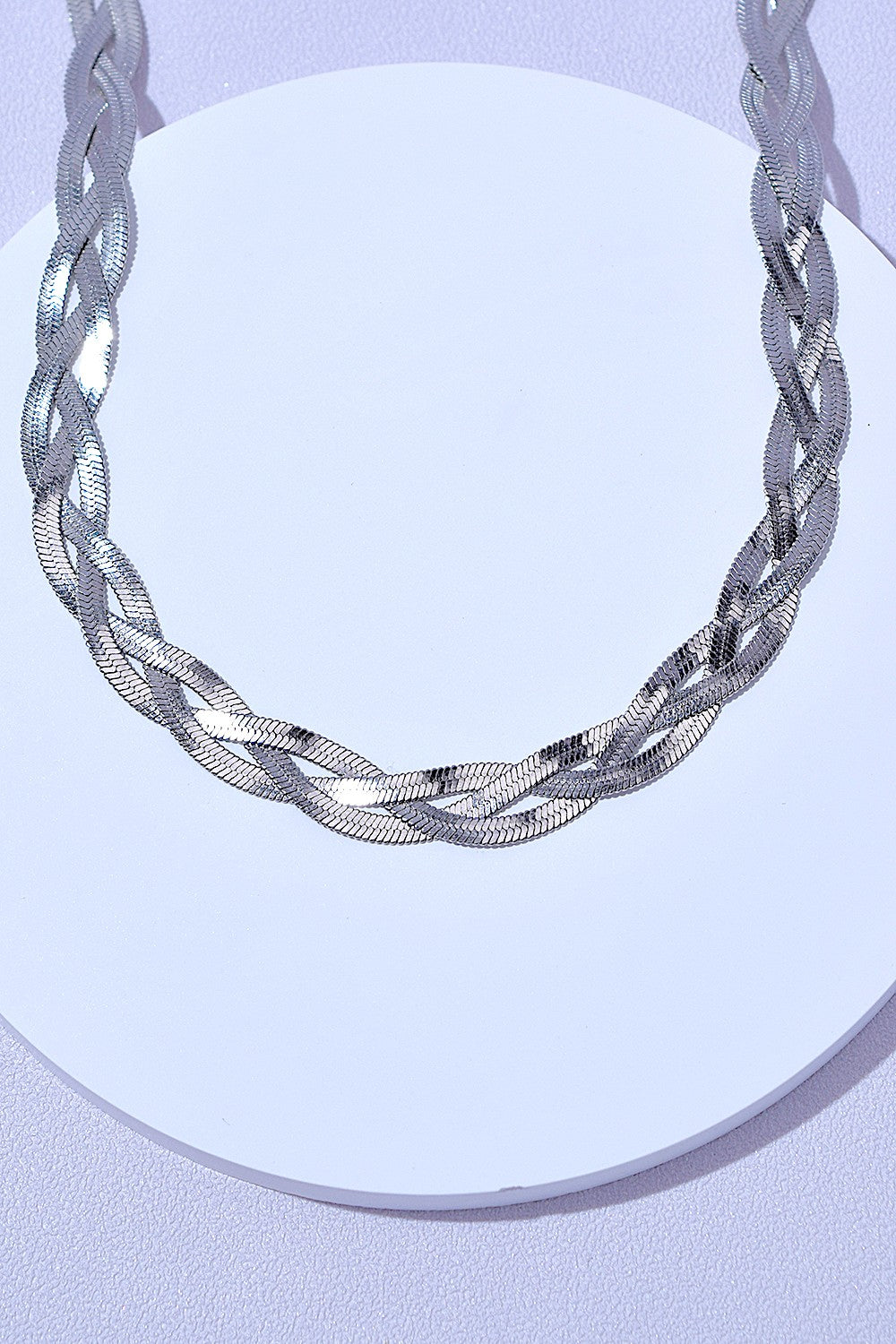 Braided Snake Chain Necklace in Silver