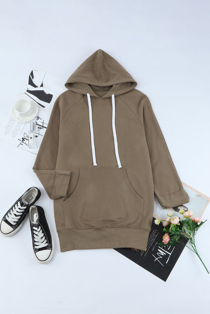 Side Slit Raglan Sleeve Hoodie