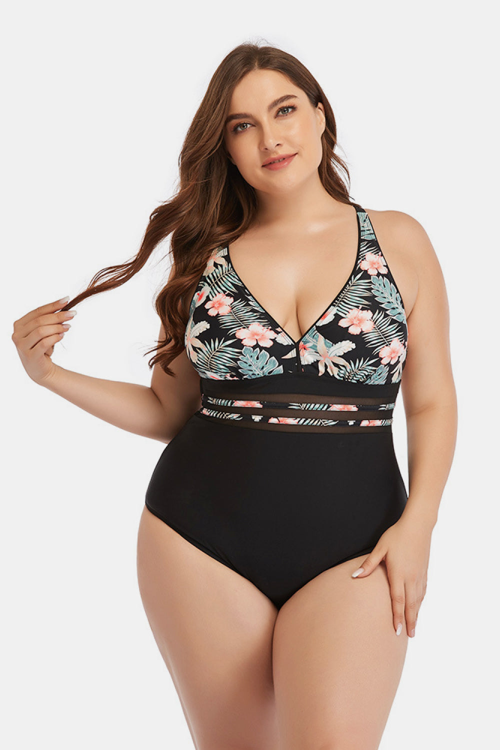 Floral Cutout Tie-Back One-Piece Swimsuit