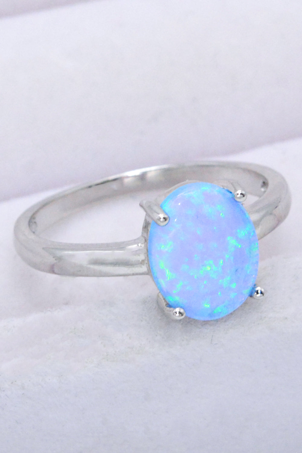 925 Sterling Silver Opal Solitaire Ring