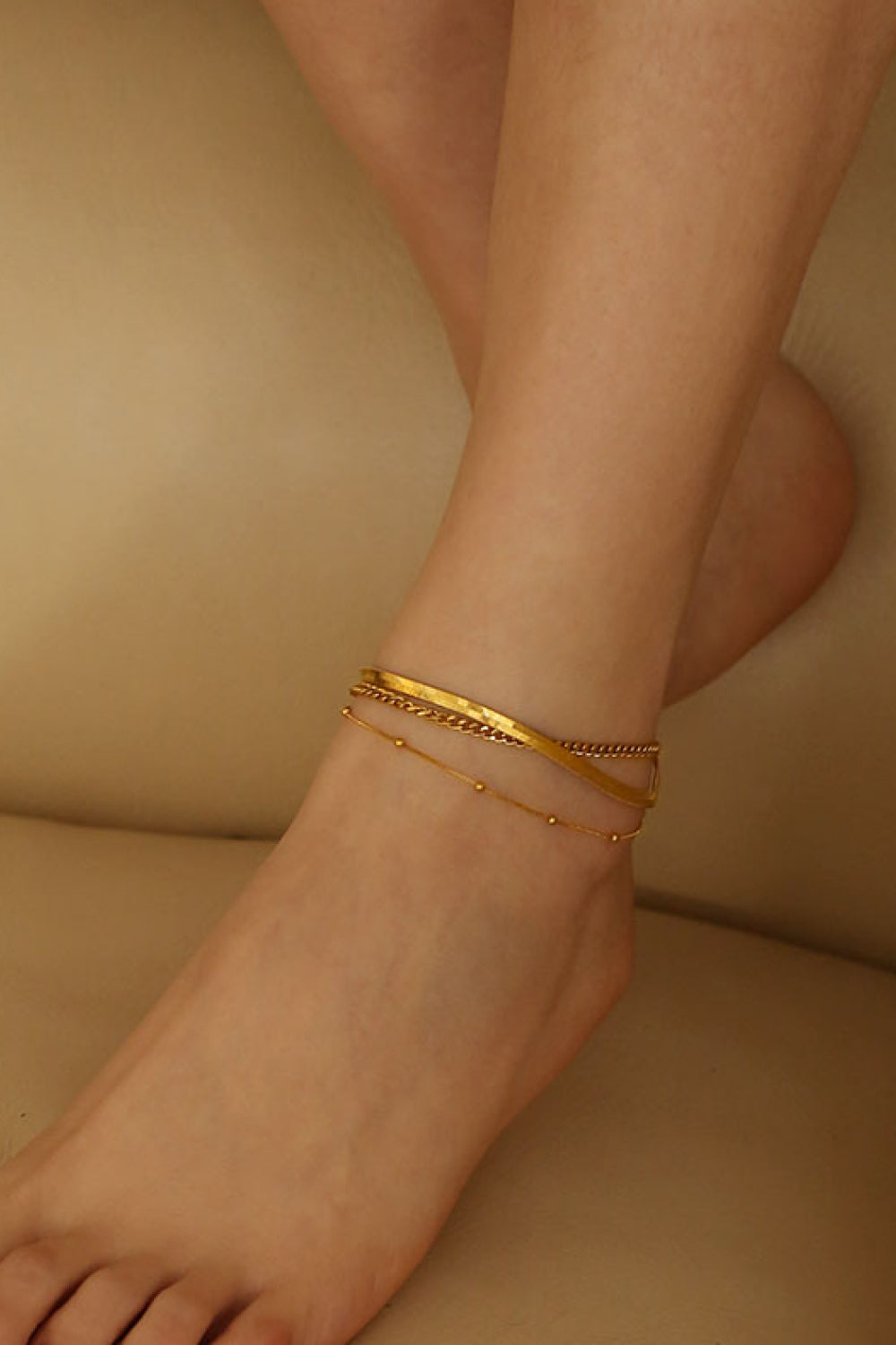 Gold-Plated Layered Anklet