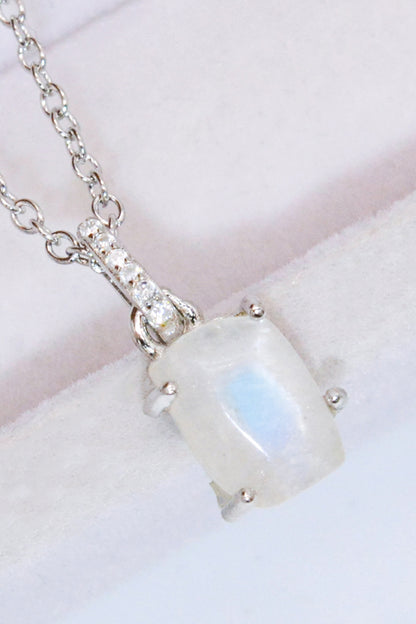 Natural Moonstone 4-Prong Pendant Necklace