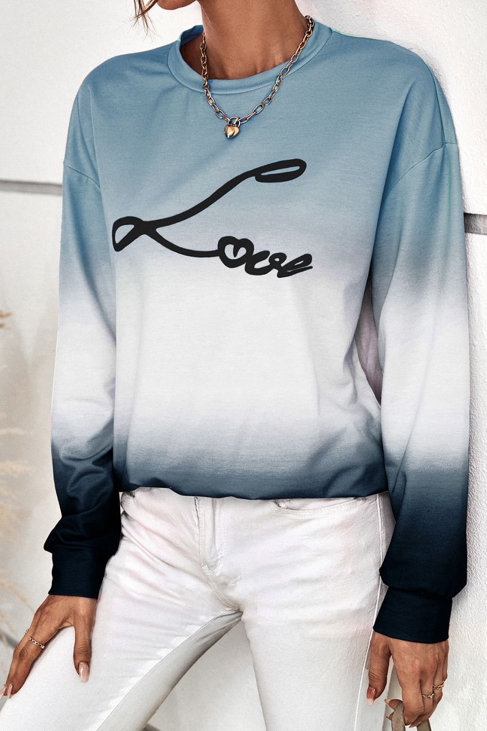 Gradient LOVE Dropped Shoulder Sweatshirt