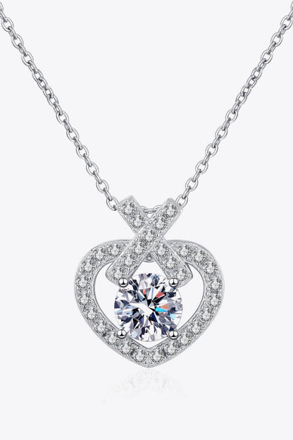 1 Carat Moissanite Heart Pendant 925 Sterling Silver Necklace