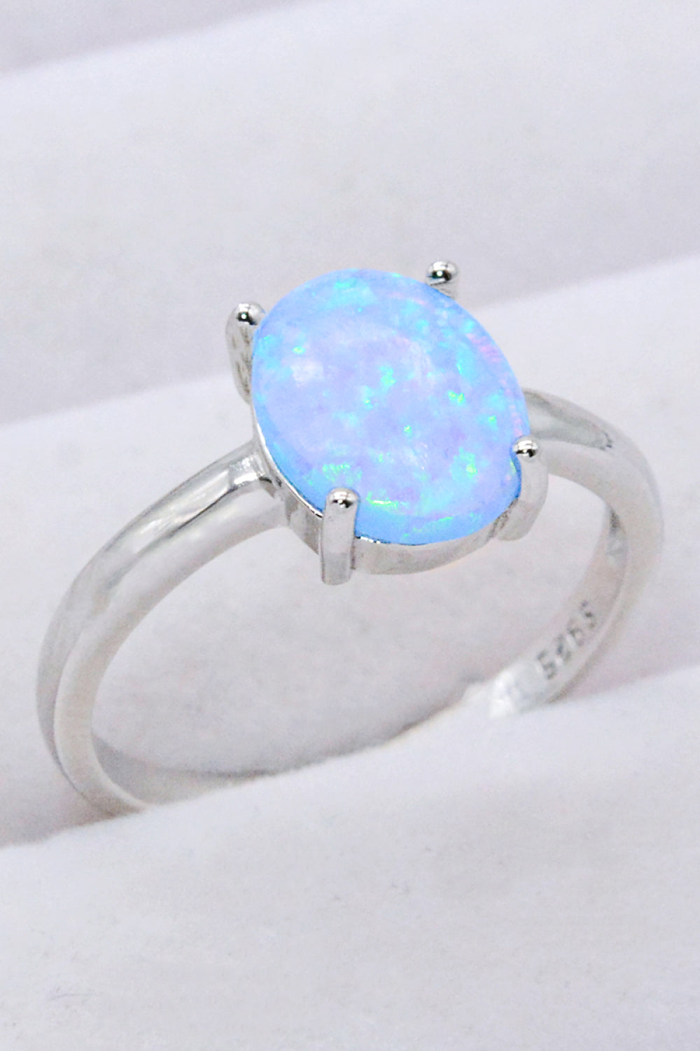 925 Sterling Silver Opal Solitaire Ring