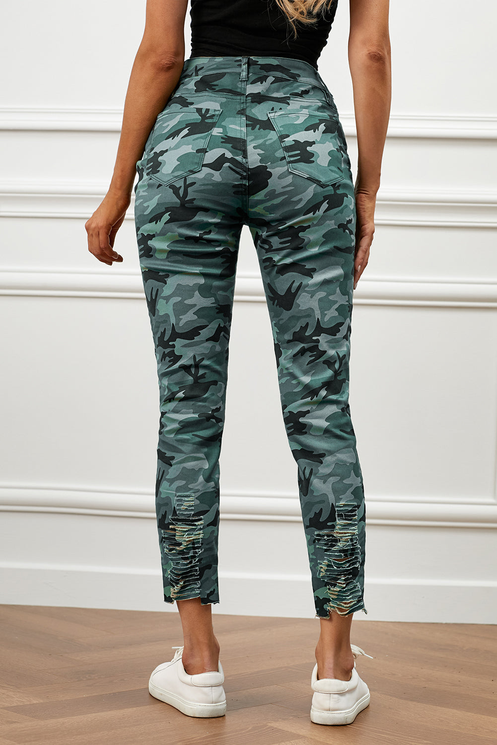 Distressed Camouflage Jeans