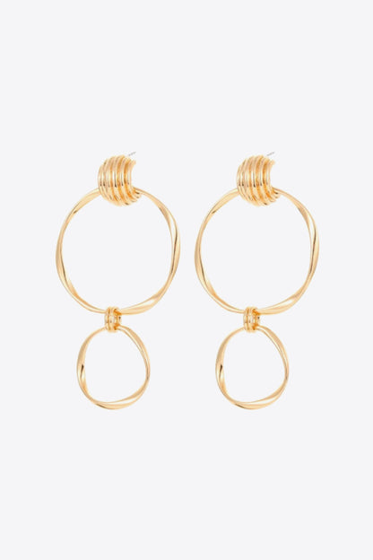 Double Hoop Zinc Alloy Drop Earrings