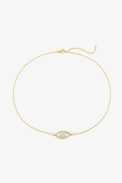 Evil Eye Pendant Gold Plated Chain Necklace