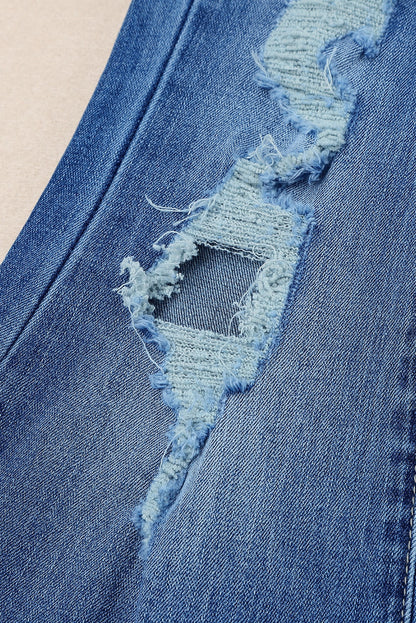 Distressed Frayed Hem Flare Jeans