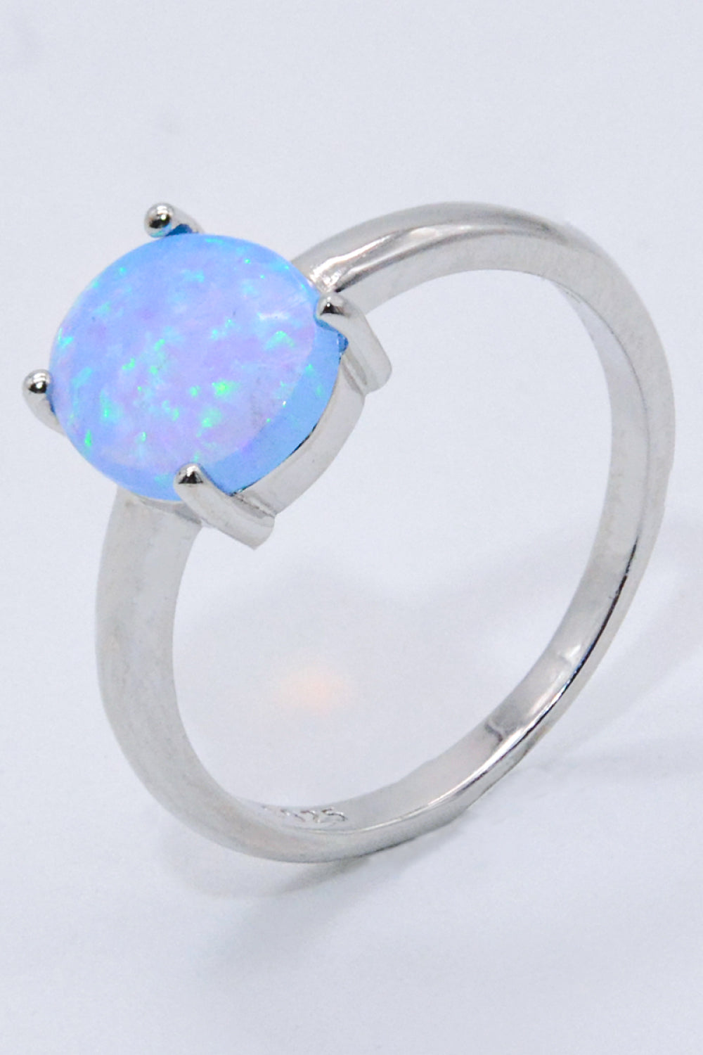 925 Sterling Silver Opal Solitaire Ring