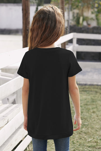 Girls Buttoned Tulip Hem T-Shirt