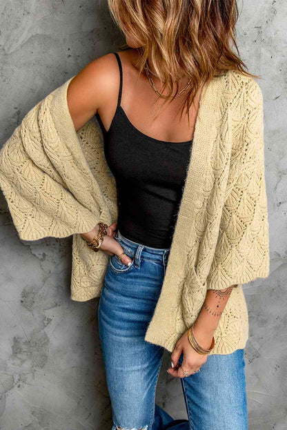 Scalloped Hem Open Front Cardigan