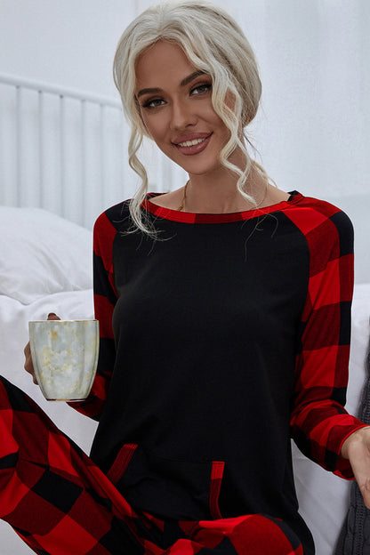 Buffalo Plaid Long Sleeve Loungewear Set