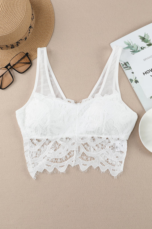 Lace Crochet Wide Strap Bralette