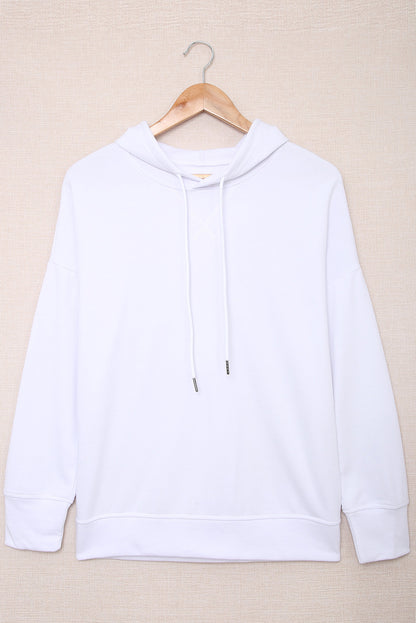 Drop Shoulder Hoodie with Slit