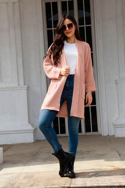 Open Front Long Sleeve Cardigan with Pockets