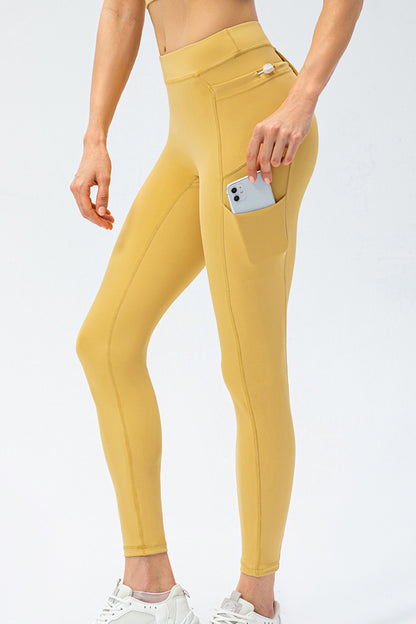 Drawstring Exposed Seam Sports Leggings