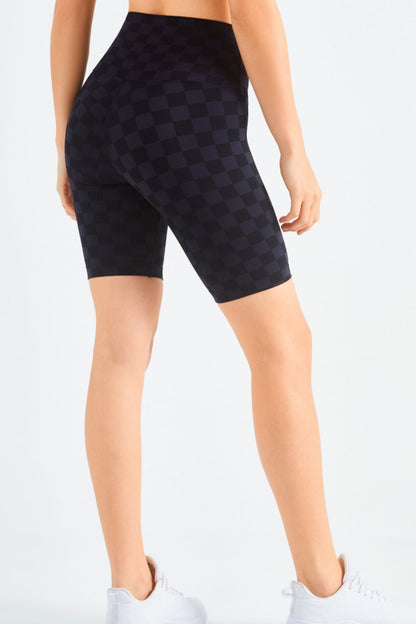 Checkered Wide Waistband Biker Shorts