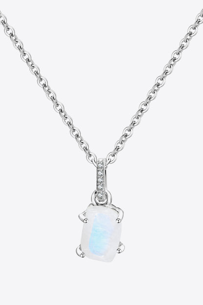 Natural Moonstone 4-Prong Pendant Necklace