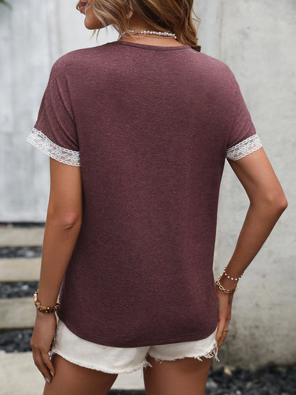 Contrast Round Neck Short Sleeve Tee