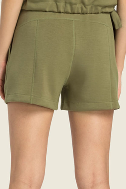 Drawstring Elastic Waist Sports Shorts with Pockets