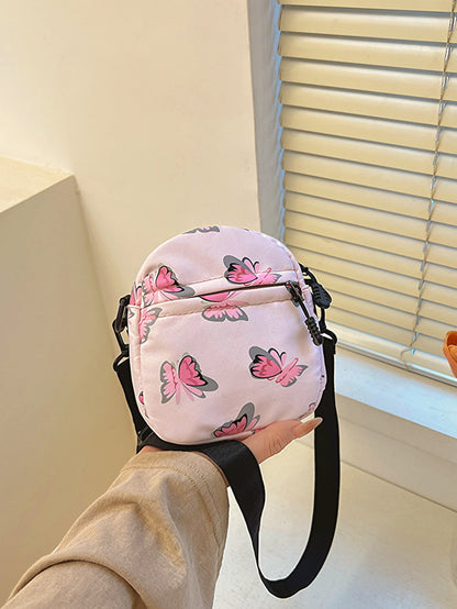 Butterfly Print Polyester Shoulder Bag