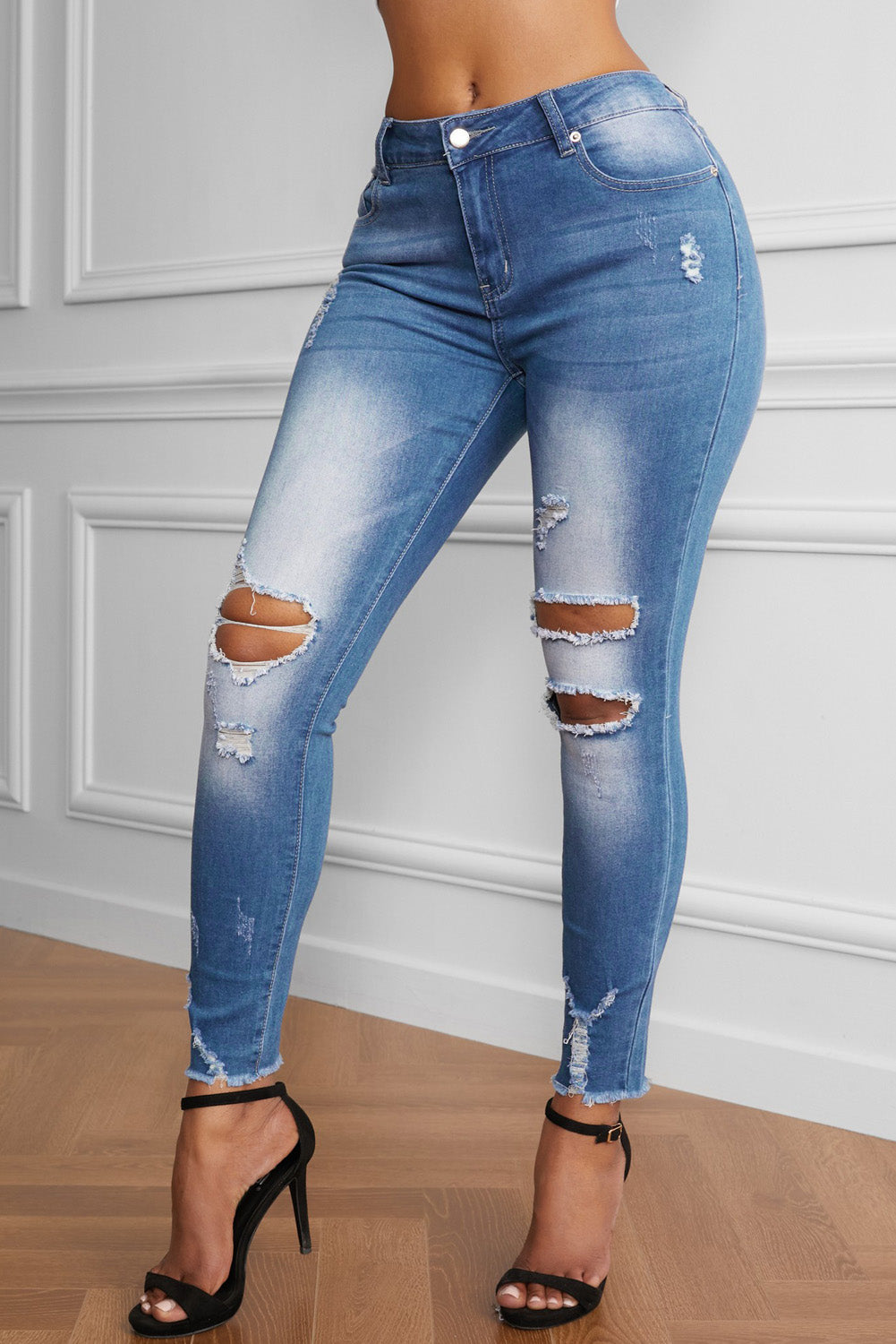 Faded Mid High Rise Jeans