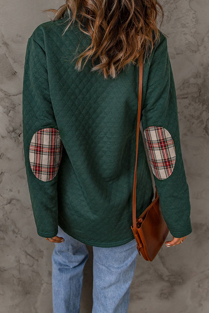 Plaid Snap Down Sweatshirt