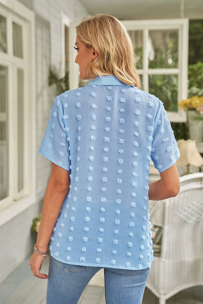 Swiss Dot Collar Short Sleeve Shirt